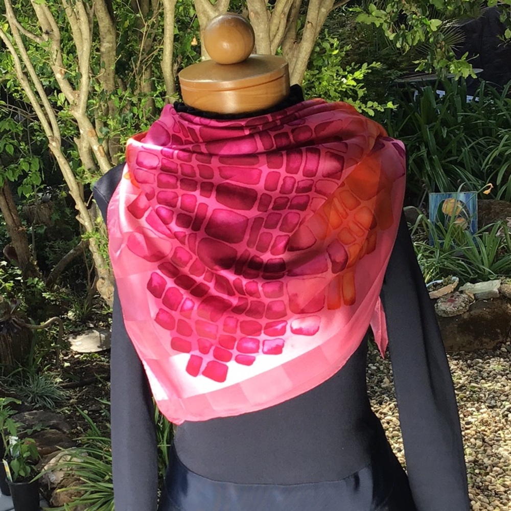 Adrienne Vitadini 100% Silk Multi Color Scarf